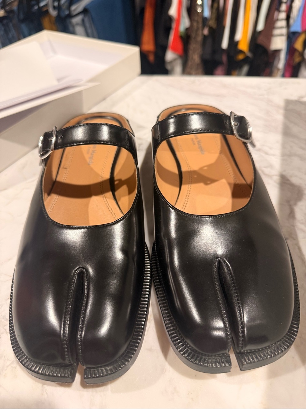 Maison Margiela Black Leather Tabi Mary Jane Mules - Picture 10 of 13